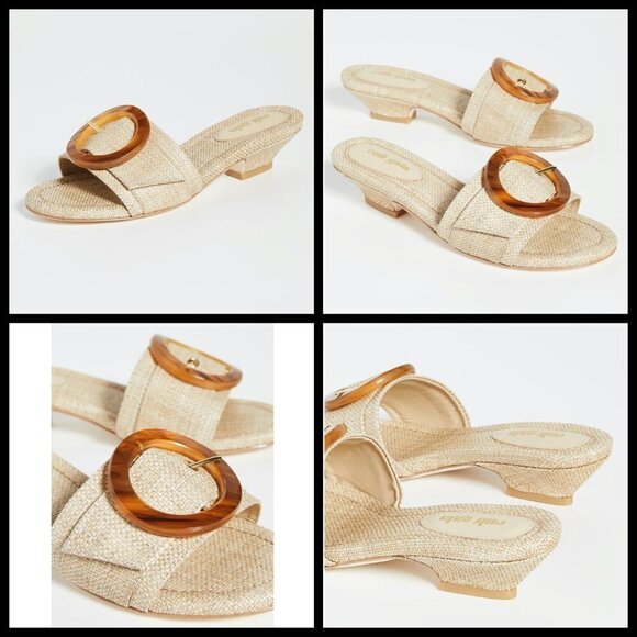 💕CULT GAIA💕 Nelly Sandal Tan Natural Raffia Open Toe Mule Low Heel 60s 39 NWT - Picture 5 of 16